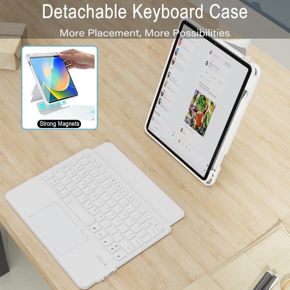 iPad Pro 11" M4 White Rugged Keyboard Case w/ Trackpad & Backlit Keys NIB - Picture 3 of 8